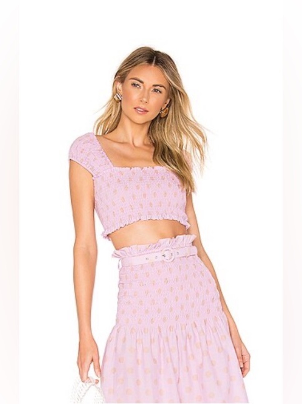 NICHOLAS Lilac Smocked Crop Top